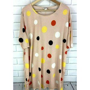 Monki Peach Polkadot Smock Mini Dress Oversize XS